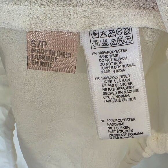 Kas Designs Womens Boho Sheer Peasant Top Small White Balloon Sheer Hippie Fest - Picture 4 of 8